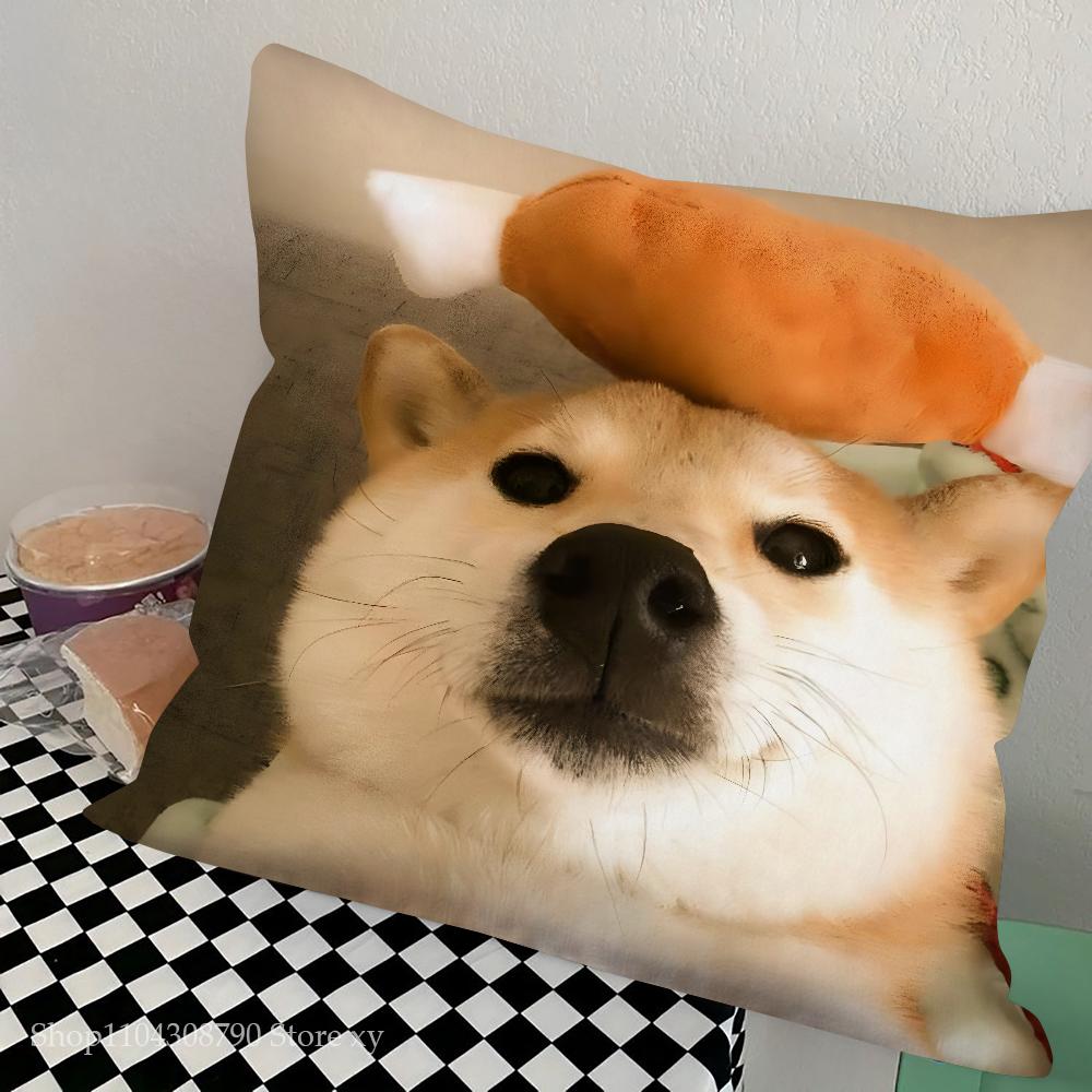 Cheems Shiba Inu Doge Pillow Case Square Pillow Bedroom Sofa Leisure Comfort Cushion Car Living Room Home Decoration