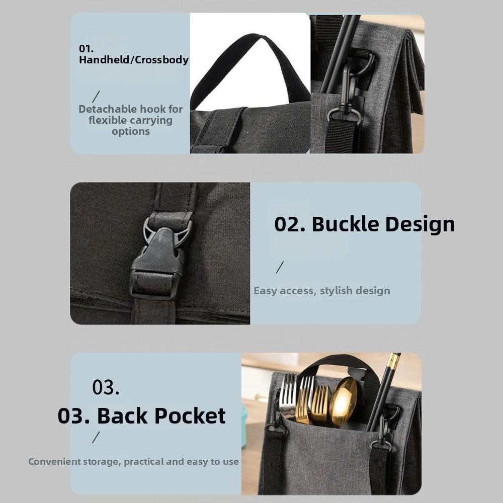 Large Capacity Insulated Lunch Bag Waterproof Picnic Pack Minimalist Thermal Bag  Travel