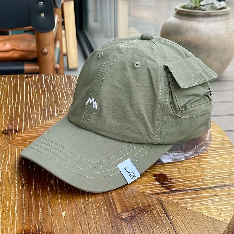 

Personality Street Style Baseball Cap, Side Pocket Quick-Drying Thin Soft-Top Design, Couple Hip-Hop Street Dance Daily Wear Use армия зеленый