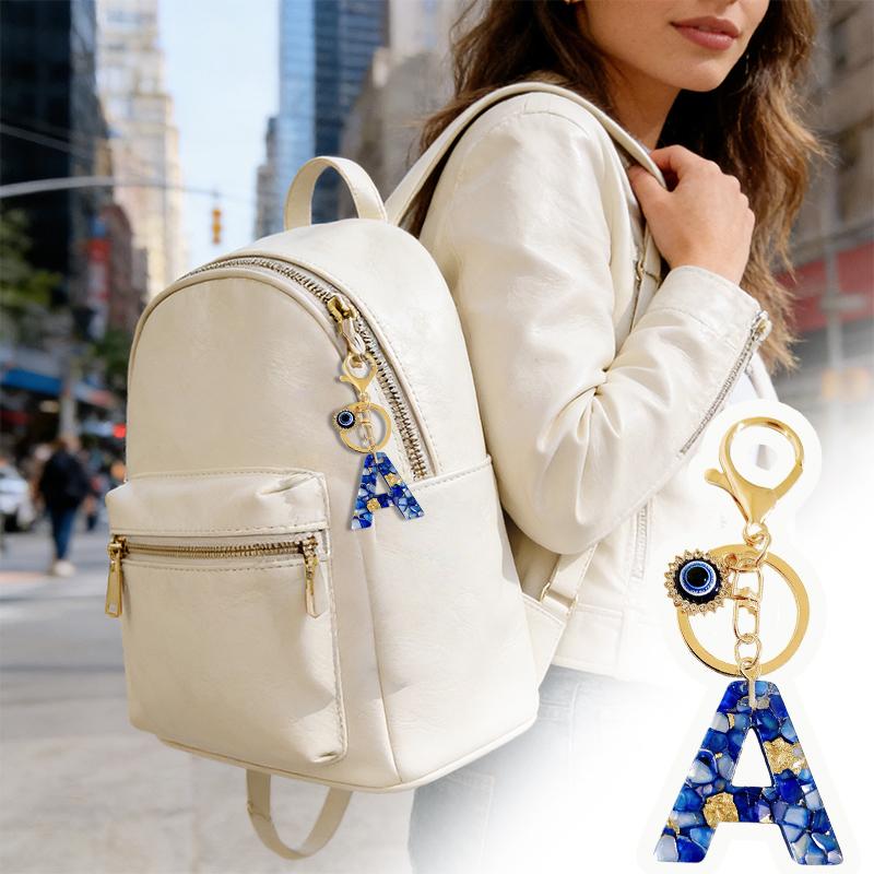 1PC Key Rings Stylish Alphabet Initial Charm Bags Eyes Fashion Resin Car Blue Phone Pendants Keychain