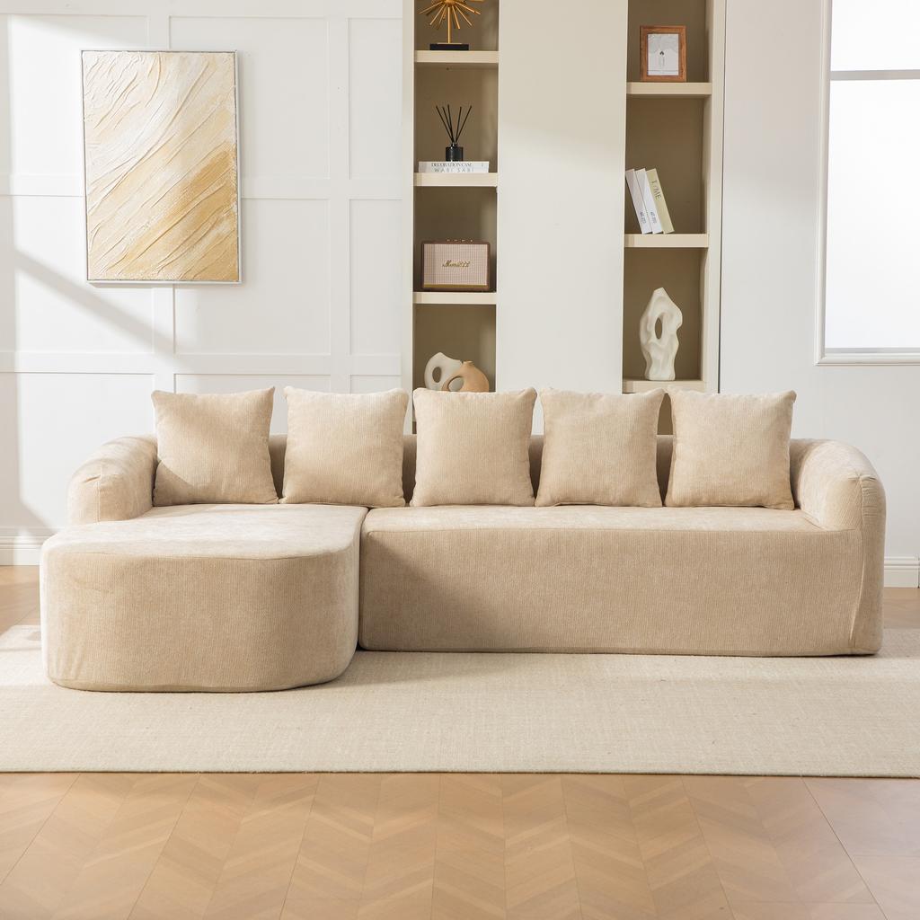 Modular Compression Sofa Made of Chenille Fabric, Filled with 30D High-elastic Foam. Easy To Move, Non-slip Floor, Ideal for Living room.LIGHT KHAKI
