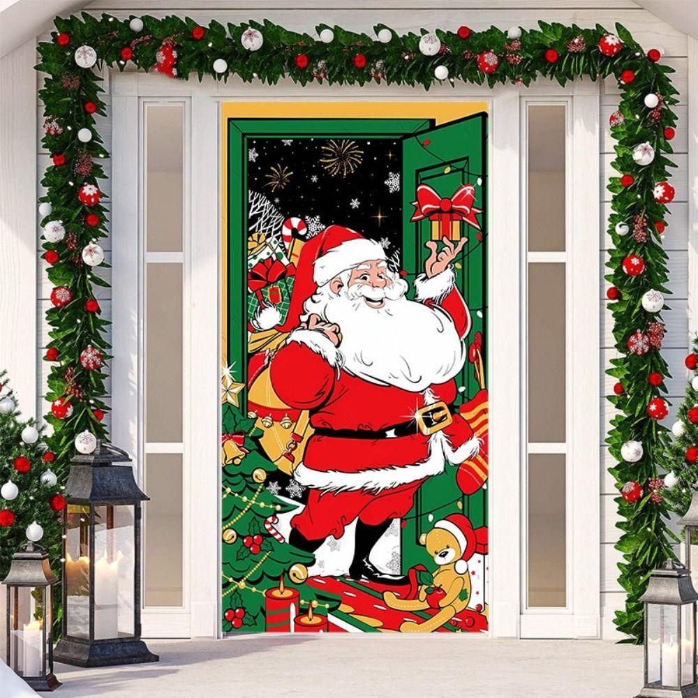 Santa Claus Christmas Door Cover Background New Year Decoration Indoor and Outdoor