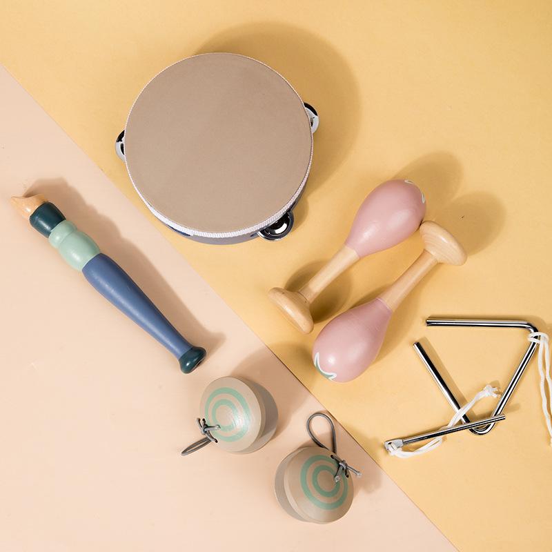 Wooden sand hammer xylophone tambourine Orff music combination set, baby early education sensory enlightenment educational toy