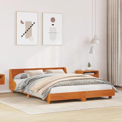 Vidaxl Bed Without Mattress, Waxed Brown, 140X200 Cm, Pine Wood