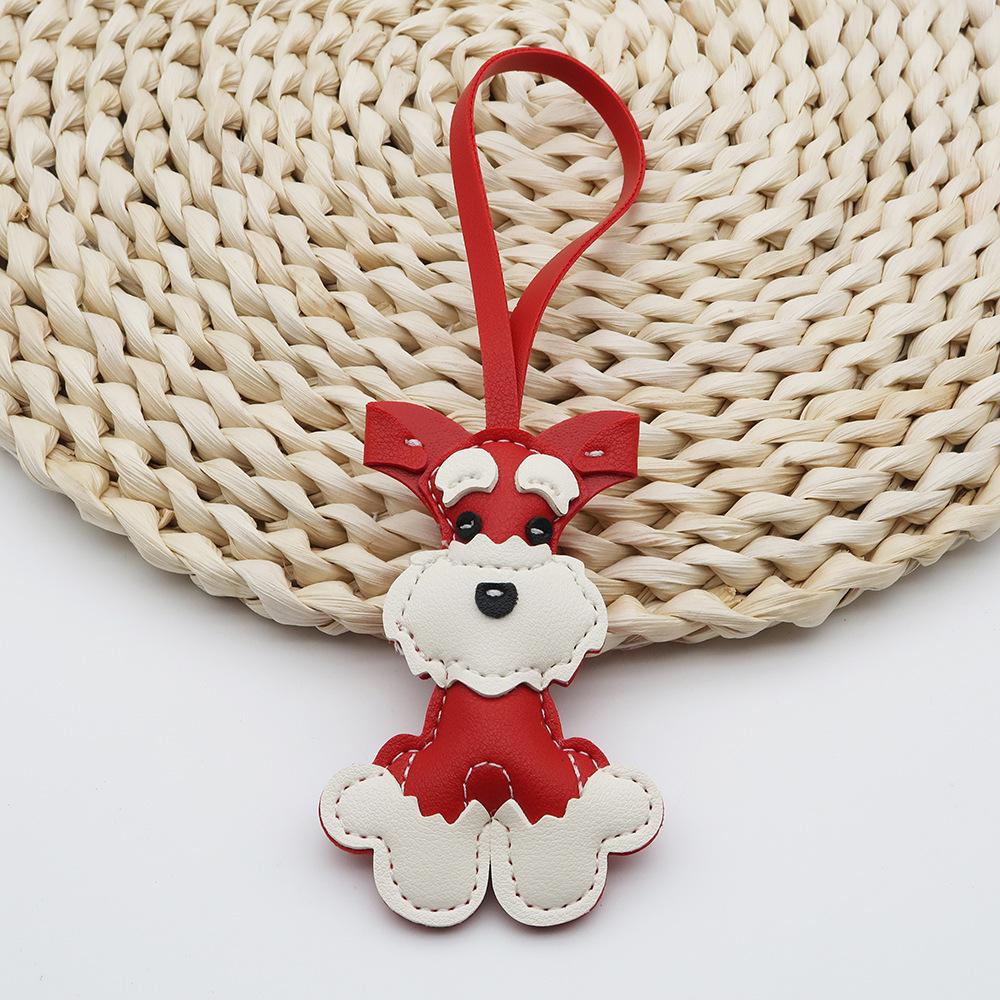 Dog PU Leather Hanger Cute Puppy Bag Pendant Multi-color Schnauzer Keychain  Bag Ornament AVE