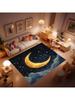 Moon and Sun Carpet Bohemian Decorative Rug, Washable Rug for Bedroom Office Hallway Living Room Mysterious Crescent Moon Sun