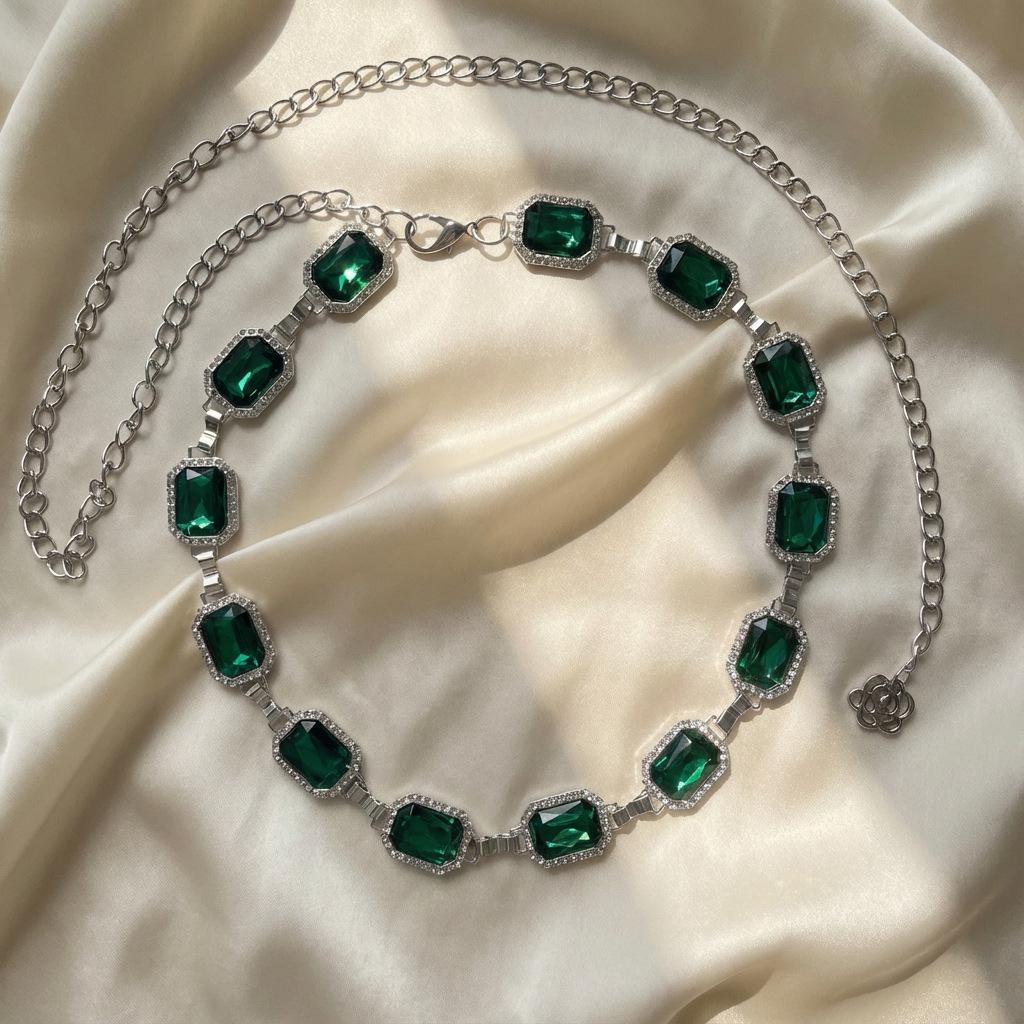 Elegant Square Rhinestone Waist Chain Skirt Cincher