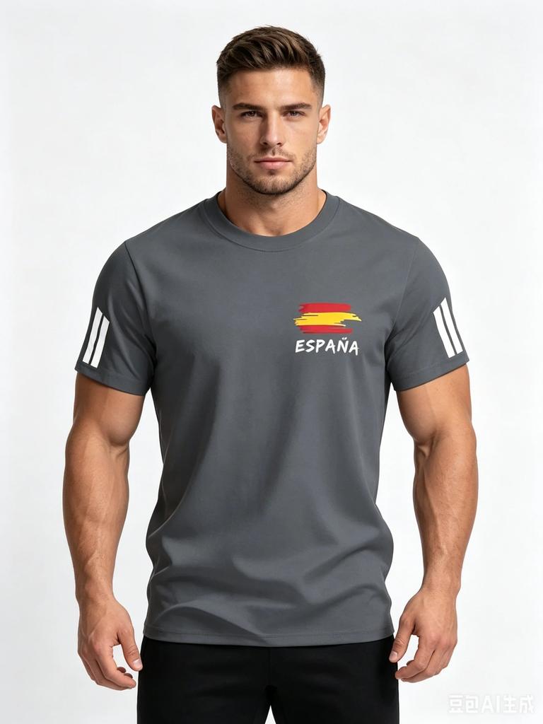 2026 Nuova Maglia da Tifoso Tema Nazionale Spagna Asciugatura Rapida Sportiva Casual Top T-shirt per Uomo