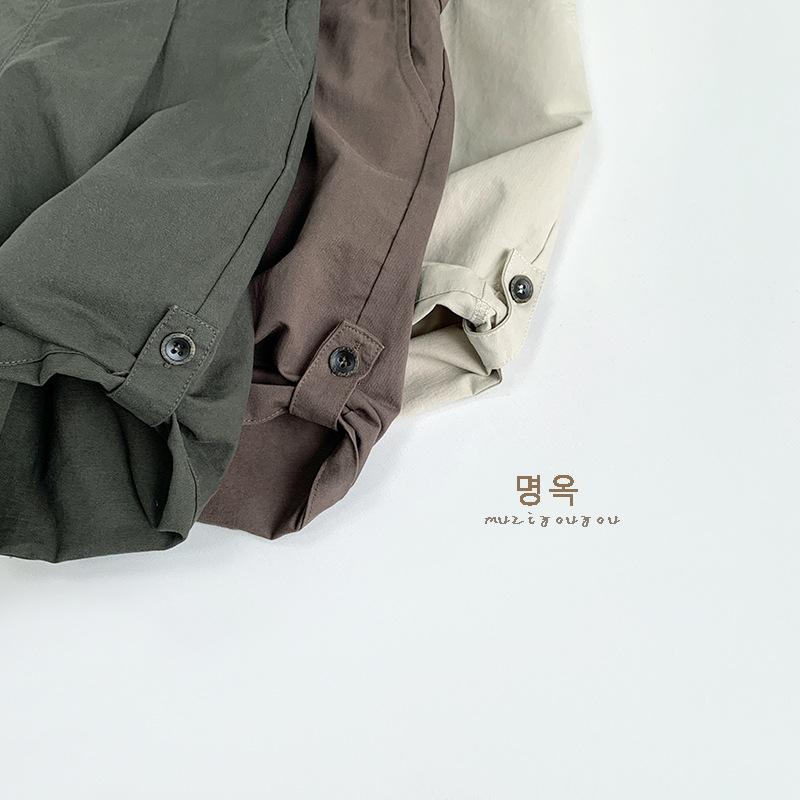 Solid Color Casual Versatile Korean Style Unisex Kids Suspender Long Pants