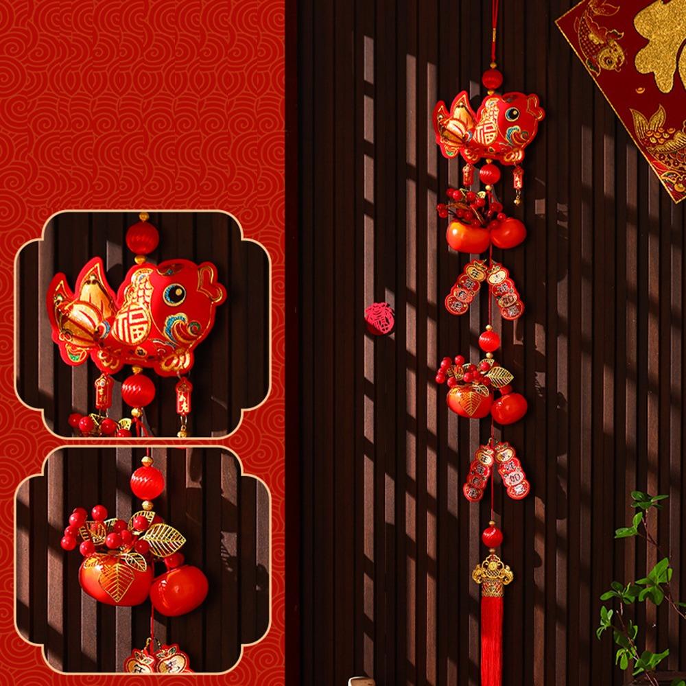 New 2026 New Year Pendant Year of the Horse Spring Festival Decor Red Lucky Flower Pendant for Living Room