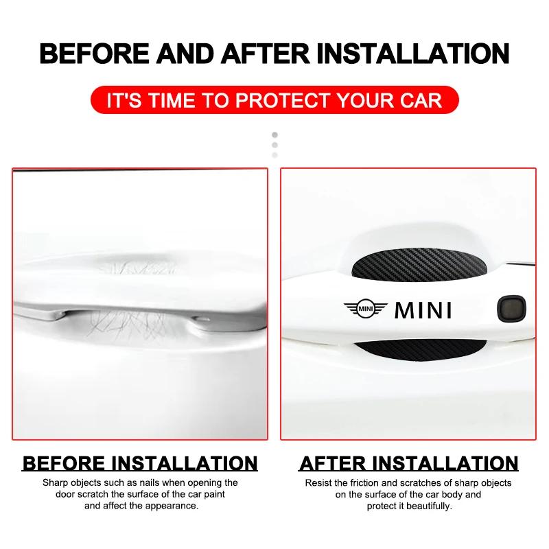 For Bmw Mini 8Pcs New Car Door Sticker Auto Handle Anti Scratch Protection Film Car Styling For BMW Mini Cooper One S R50 R53 R5