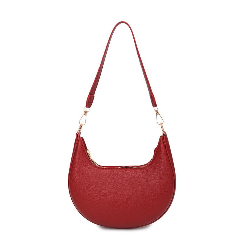 Soft Leather Bag Women S Underarm Bag Trendy Niche Design Baseball Women S Bag Candy-Colored Handheld Shoulder Bag красный