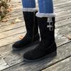 Women Winter Shoes 2024 New Chunky Heel Mid-calf Plush Snow Boots Fashion Female Warm Chelsea High Fur Boot Botas Mujer Invierno