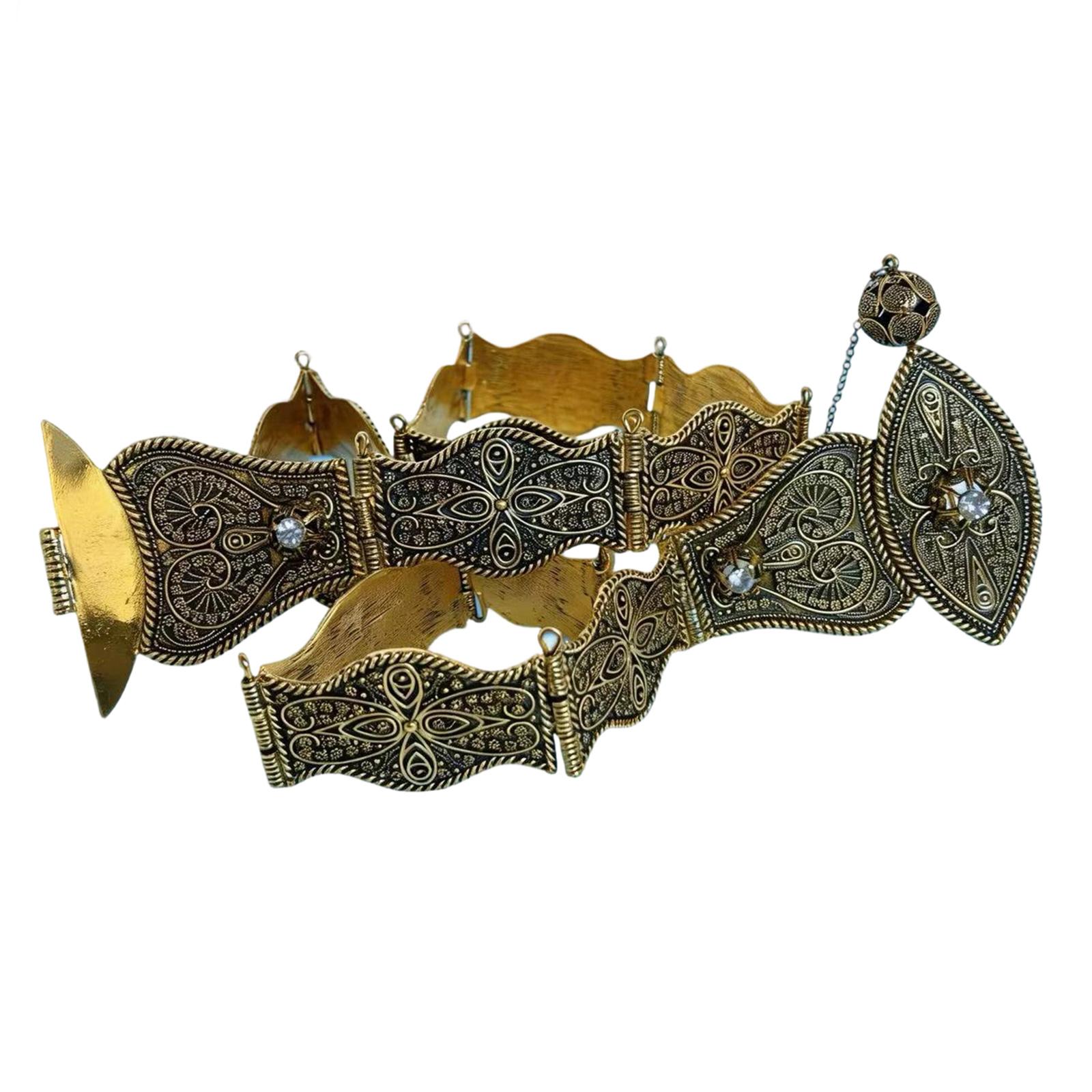 Retro Style Wedding Waist Chain Zinc Alloyed Belt With Caucasian Cultural Patterns Unisex Adjustable Waistband армия зеленый
