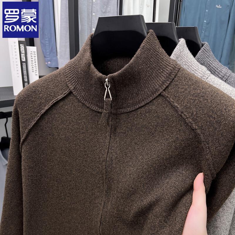 Romon Men's Zipper Knit Cardigan Sweater