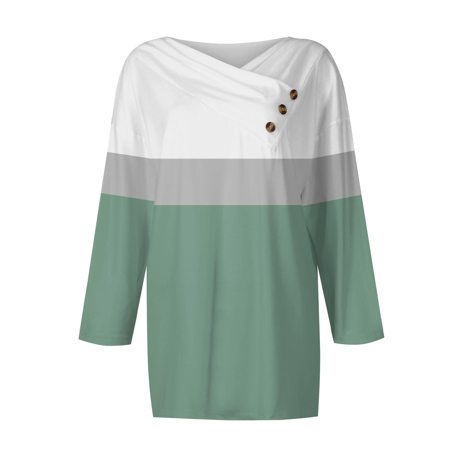 

Женские топы, повседневные рубашки с пуговицами и рукавами 3/4, модные лоскутные блузки с принтом, футболки L