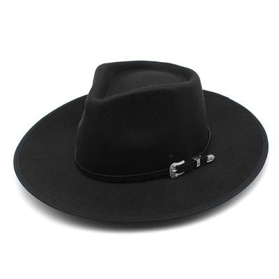 Jazz Top Men'S And Women'S Hemmed Cowboy Hat, Woolen Warm Jazz Hat