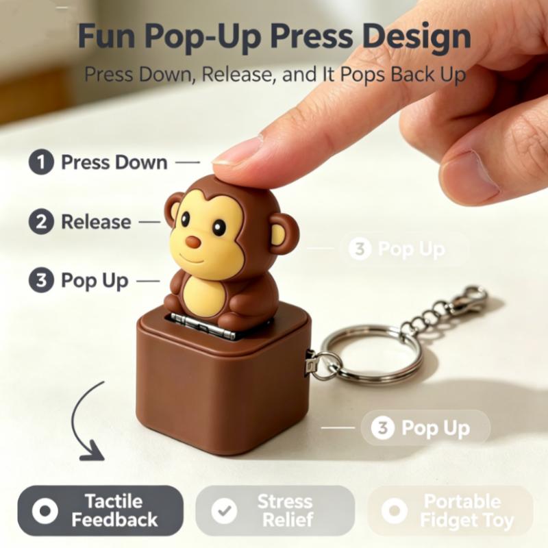 Seagull Keycap Keychain Monkey, Pigeon, Lamb, Donkey Animal Keychain Gift, Illuminated Clicker, Adult Stress Relief Sensing Toy