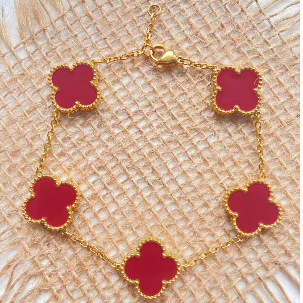 15MM Four-leaf Clover Five Flowers Bracelet Women 18K High-grade Fashion Does Not Lose Color Bracelet