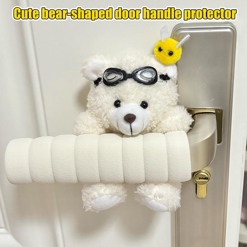 Maniglia per Porta a Forma di Orso Carino, Adatta per Porte di Stanze, Copertura Flessibile in Tessuto Anti-Collisione e Antistatica