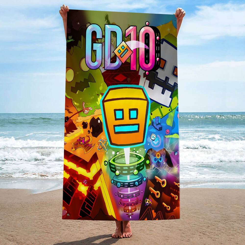 Video G-GameS G-Geometry Dash Microfiber Beach Towel Absorbent Quick Dry Soft Yoga Swimming Resort Mountain Climbing Towel