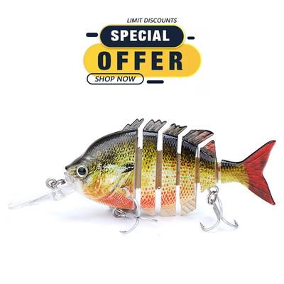Sonderangebot 76mm 13g Oberflächenköder 6-Segment-Köder Lebensechte Swimbait-Wobbler für Hecht und Barsch