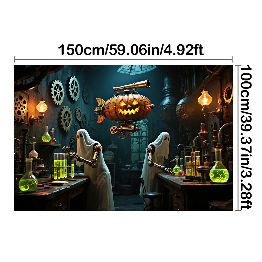 

Тыквы-фонари,Призраки,Зелья,Дизайн лаборатории-Баннер для Хэллоуинской вечеринки для фотобудки,Для вечеринок в помещении/на открытом воздухе,Хэллоуинский декор 150*100cm/59*39in/5*3ft