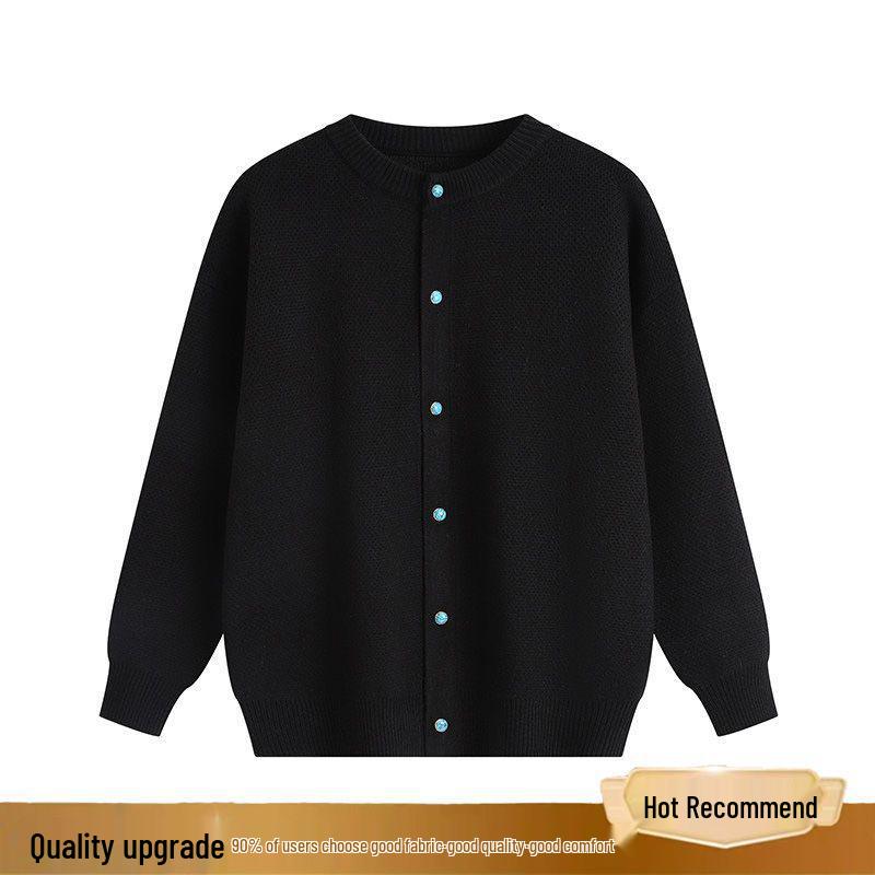 Мужской тяжелый бирюзовый кардиган: Ретро Повседневная куртка свободного кроя с кнопками-кнопками Extra Large