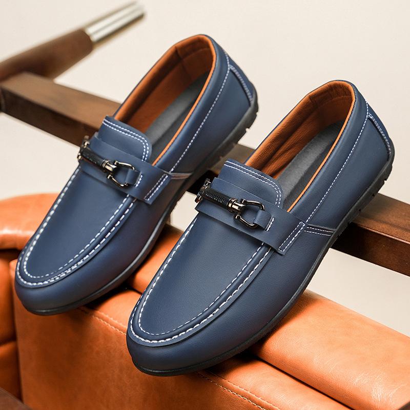 Fashion 2025 Large size Men's Shoes Trendy British loafers Low cut casual leather shoes Male fashion comfortable Flats Zapatos Homme
