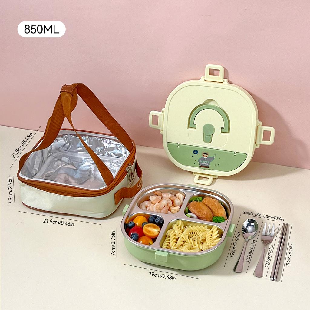 WORTHBUY 4/5 Compartment Portable Bento Lunch Box Microwave Safe Sealed 304 Stainless Steel Lunch Container Set For Kids Student