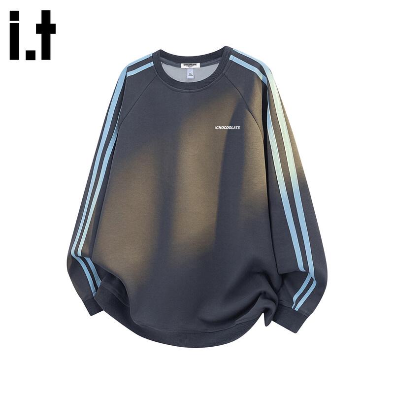 CHOCOOLATE Men s Retro Striped Round Neck Sweatshirt 3XL