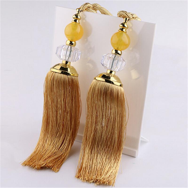 1 Pair Window Curtain Accessories Crystal Hanging Balls Tassel Hand Knitting