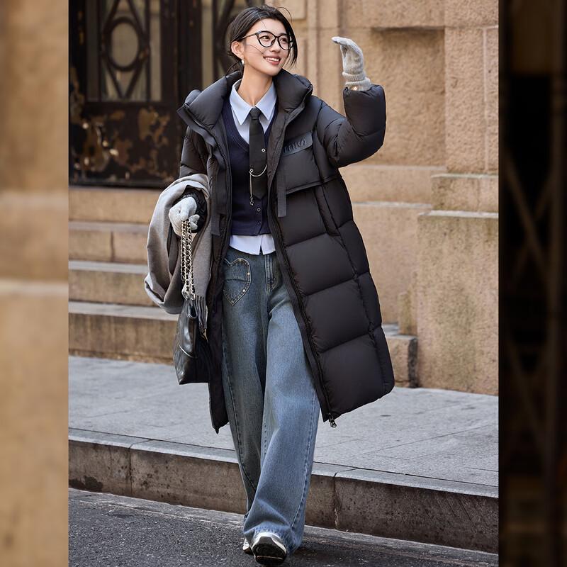 Women's 90% Duck Down Long Hooded Puffer Jacket