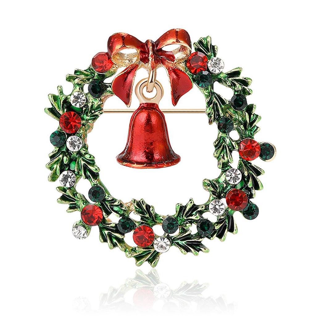 Creative Alloy Enamel Christmas Wreath Brooch for Men and Women - Versatile Lapel Pin for Suits and Cardigans.