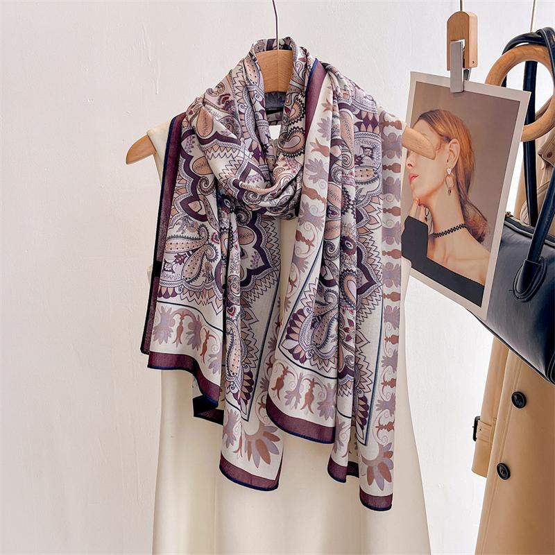 Double Side Bohemian Style Designer Paisley Women Scarf Cotton Linen Feeling Female Shawl Winter Warm Pashmina Shawl Hijab