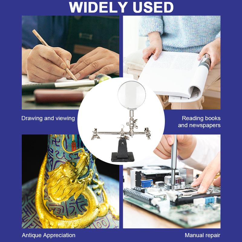 5X Helping Hand Magnifying Glass Stand Adjustable Soldering Magnifying Glass Third Hand Solder Aid Electric Circuit Board Repair