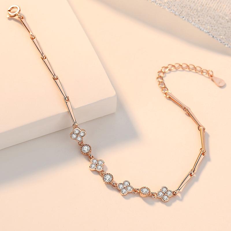 

Танциз Стерлингового Серебра 925 пробы с Цирконом Браслет Ювелирные Изделия Геометрический Бисер Цепи Браслеты Мода Изящный Свадебный Подарок для Подруги Женщины розового золота