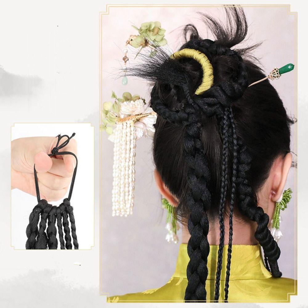 Band Hair Ring Retro Hairpieces Boxing Braids Wig Synthetic Braided Ponytail Long Braiding Braid