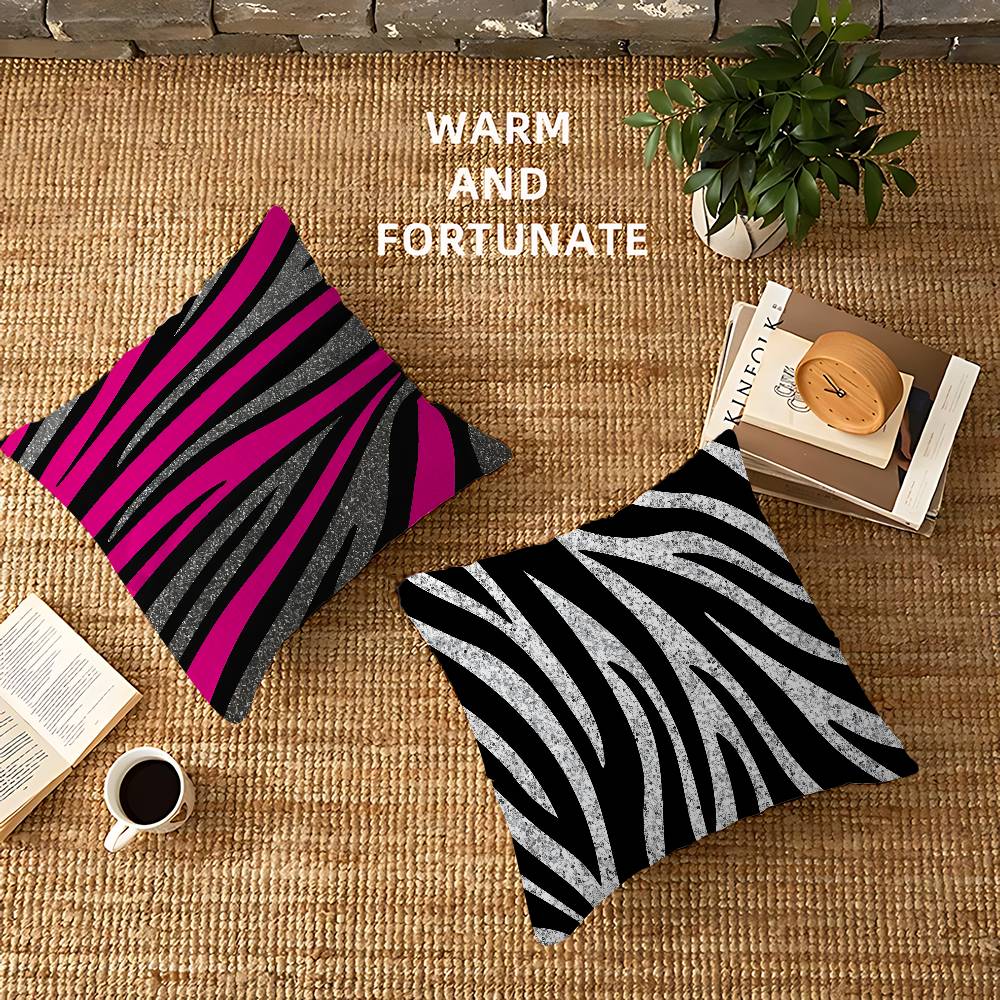 Black White Color Print Zebra Pillow Gift Home Office Decoration Bedroom Sofa Car Cushion Cover Case 45x45