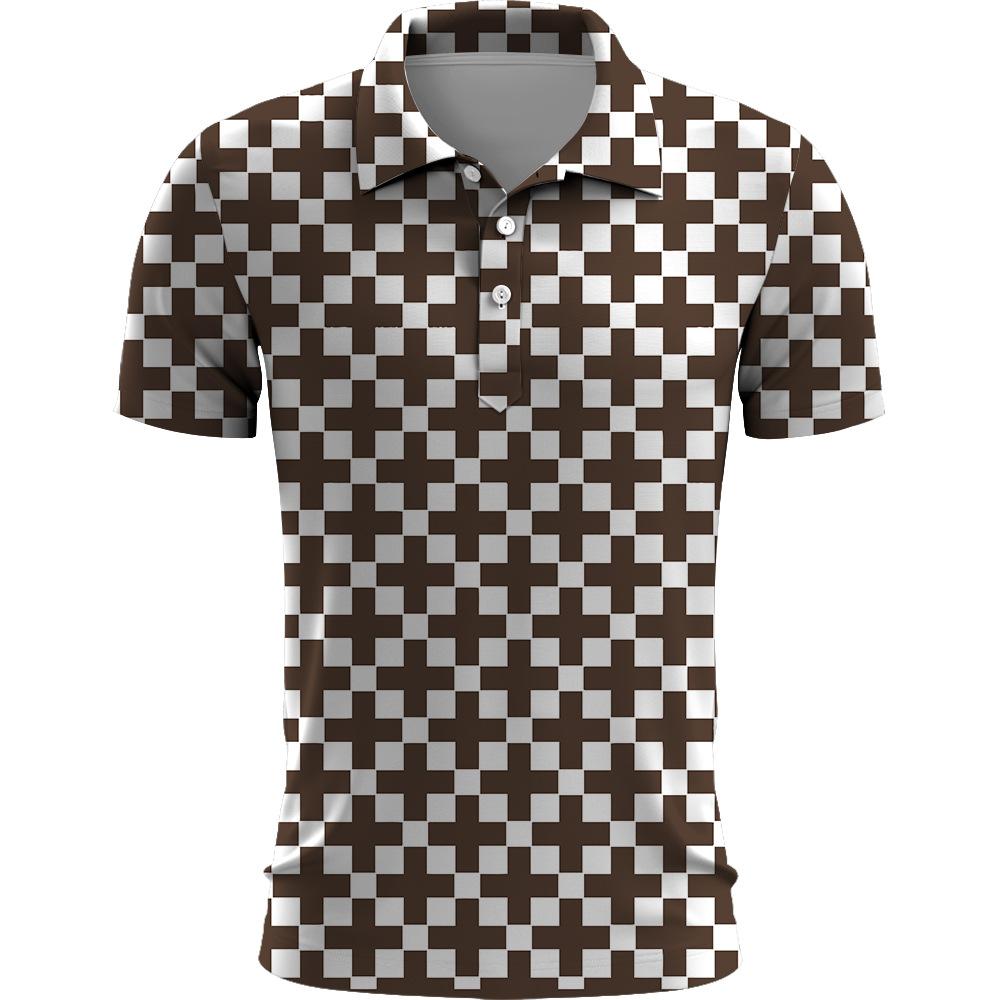 Stylové kostkované polo tričko s krátkým rukávem, univerzální ležérní top pro každodenní nošení.