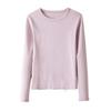 Women's Autumn 2025 Long-Sleeve T-Shirt: Combed Cotton, Versatile Design with Exposed Stitching, Simple Round Neck.