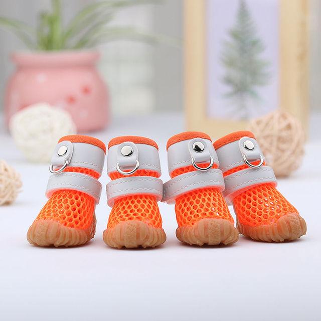 Summer Dog Rain Shoes Breathable Mesh for Small Dogs Cats Anti-Slip Chihuahua York Teddy Pomeranian Boots Sandals Puppy Shoes