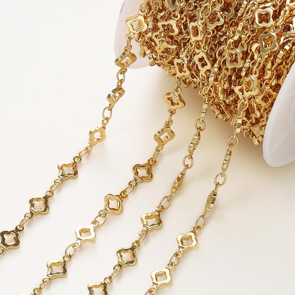 

1Meter/Pack 5.5MM 14/18K Gold Plated Brass Rhombus Chain For Jewelry Making Necklace Bracelets Chain Jewelry Making Supplies 1m