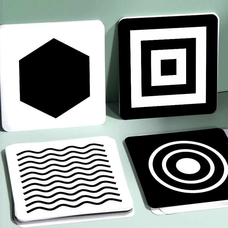 Baby Vision Stimulus Cards, High Contrast Baby Cards, Black White Colorful Baby Flashcards Newborn Toys