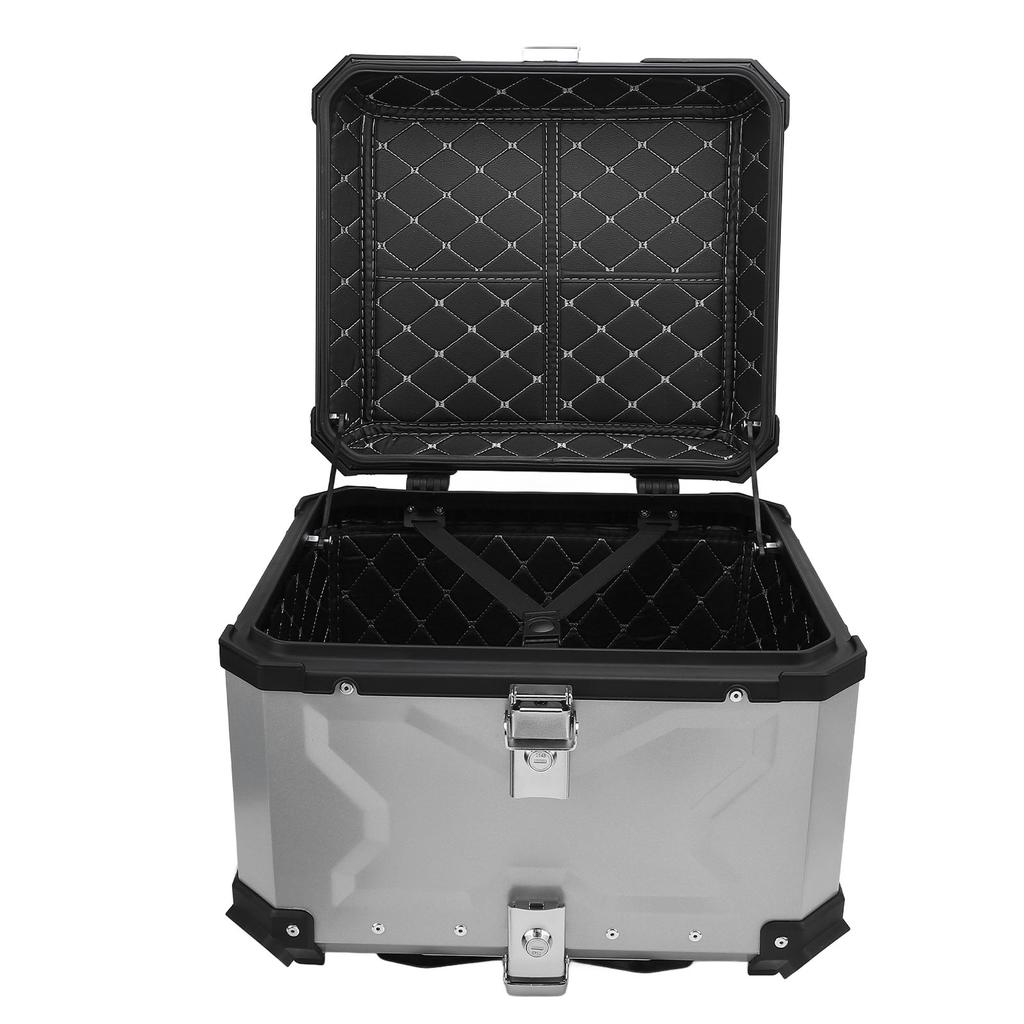 Motorcycle Top Box Aluminum Alloy 55L Quick Release Water Resistant with Safety Lock Reflective