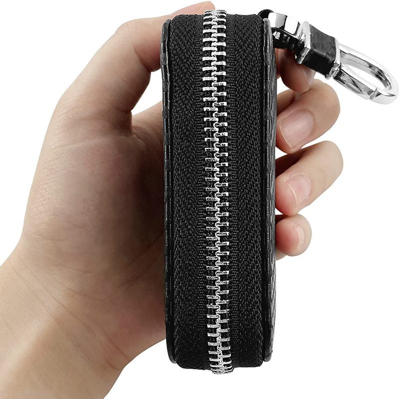 Estuche bloqueador de señal para llave de coche, caja Faraday, antipiratería, antirrobo, llavero, bolsa bloqueadora de señal RFID, funda de cuero PU
