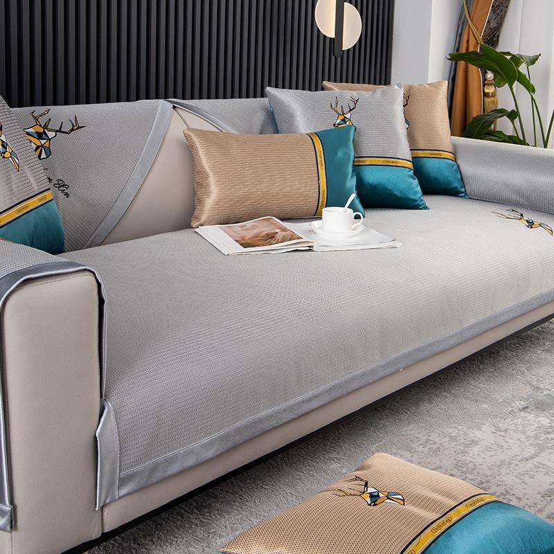 Sofa Seat Cushion Summer Ice Silk Summer Mat Non-Slip Simple Sofa Cover Cover Thickened Cushion