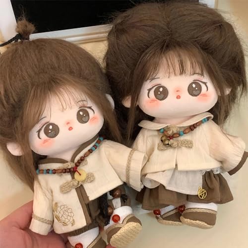 niannyyhouse 20cm Plush Clothes Cotton Doll Dress-Up Traditional Hanfu with Jacket, Pants, Dress, Shoes, and Accessories (A)