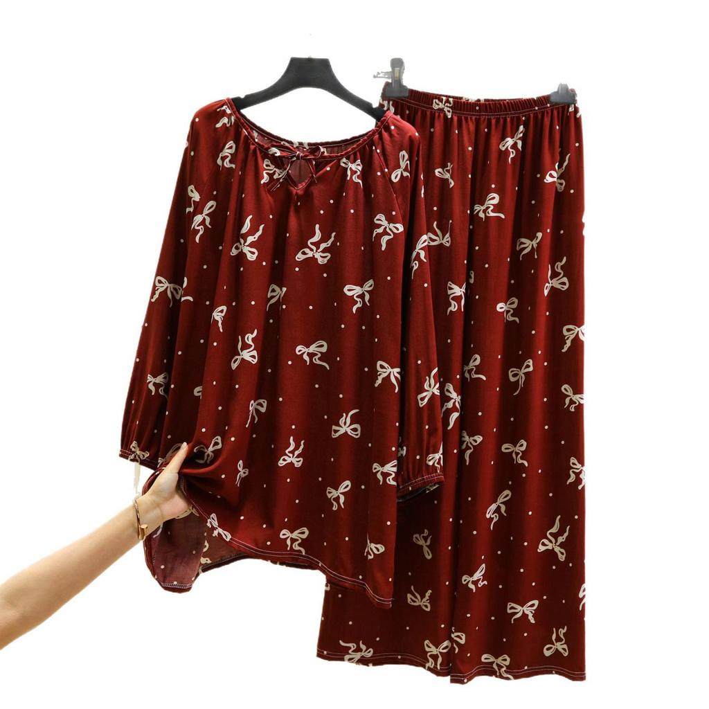 Letnia odzież domowa w kwiaty 2025: Luźne, swobodne spodnie do spania w stylu retro i top w dużym rozmiarze