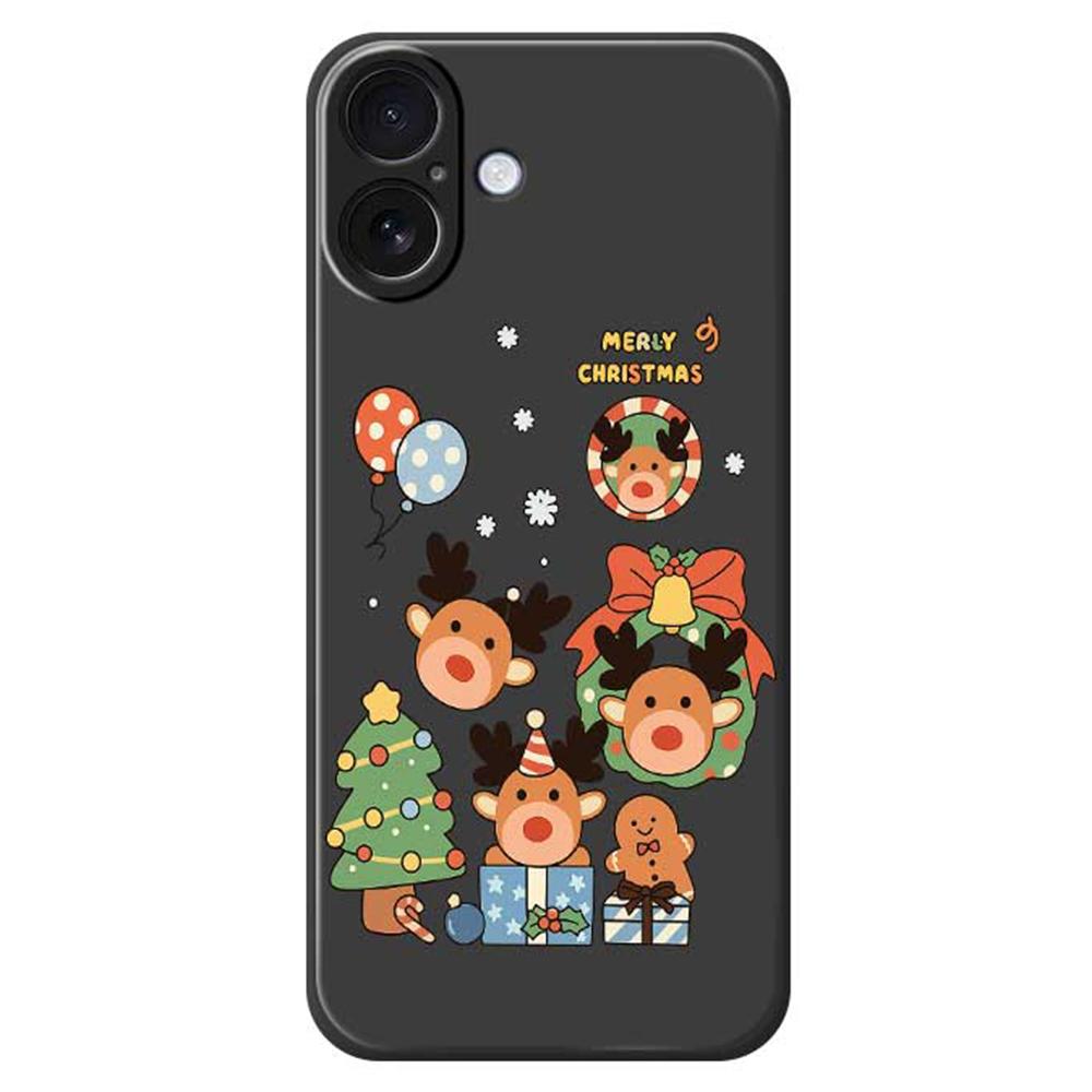 

For iPhone 17 Case Christmas Gift Deer Pattern Printing Straight Edge TPU Phone Back Cover Black